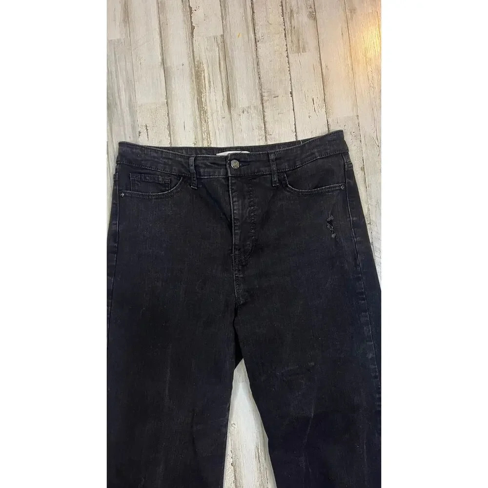 Social Standard by Sanctuary Women's 12 High Rise Crop Straight Leg Black Jeans - Picture 2 of 5